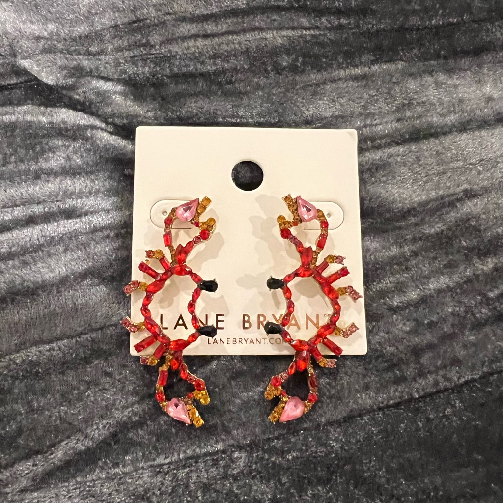 Lane Bryant Vibrant Crab Red And Gold Earrings